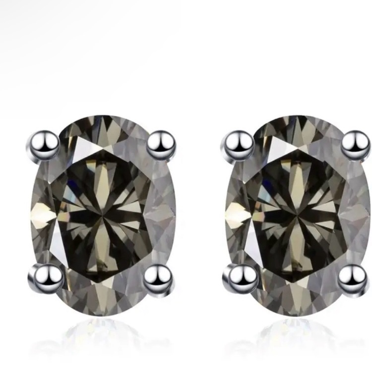 Moissanite 1 Carat Each Sterling Silver Stud Earrings Brand New